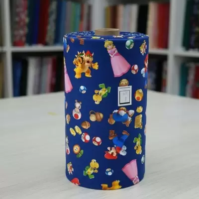 Mario Bros azul - Tela de alta calidad diseño Mario Bros azul disponible en Telas593.